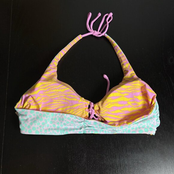 VICTORIAS SECRET Womens L Reversible Halter Bikini Swimsuit Top Animal Print NEW - Picture 3 of 5
